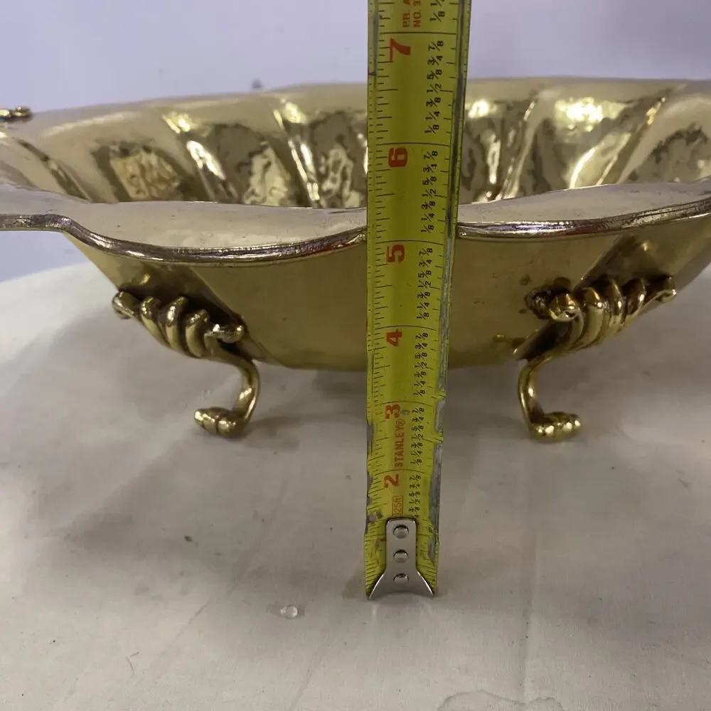 Large Vintage Fruitbowl Centerpiece In Gold Metal Mid 20th Century Italy